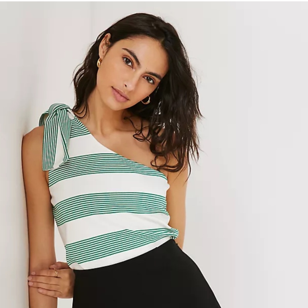 NWT Anthropologie One Shoulder Bow Tie Top Sz L